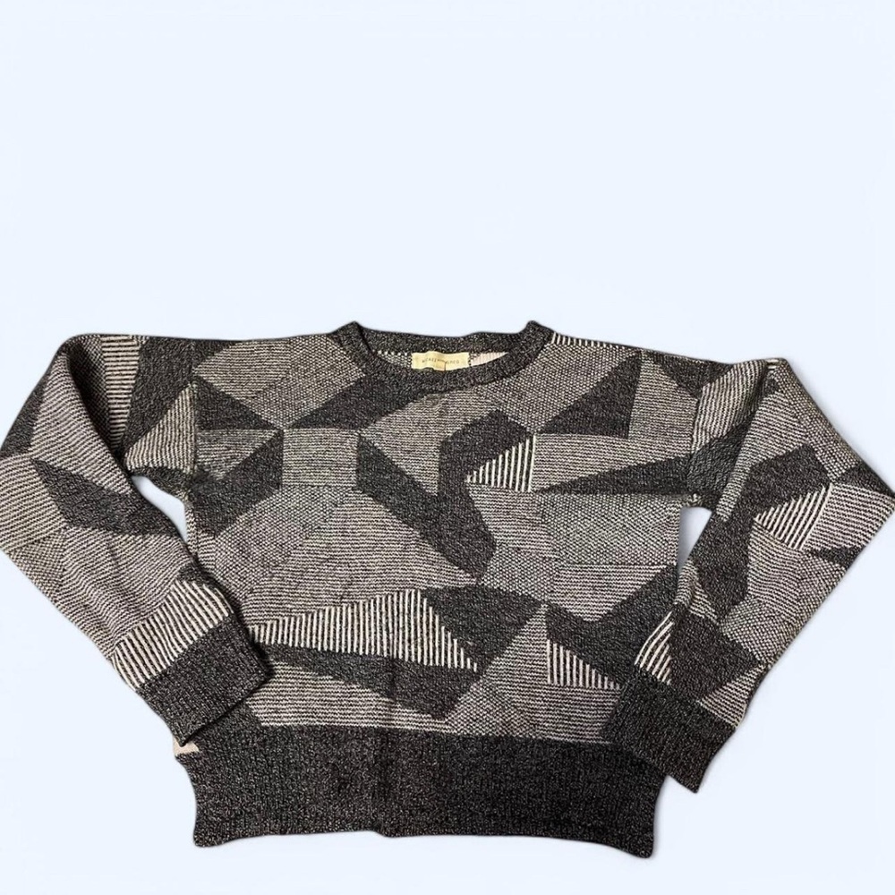 EUC S Micaela Greg Geometric Patterned Black and Gray Sweater